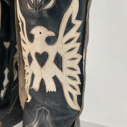 Vintage Thunderbird Cowboy Boots | Tooled Inlays | Mule Ear | 1960s | Men’s 9
