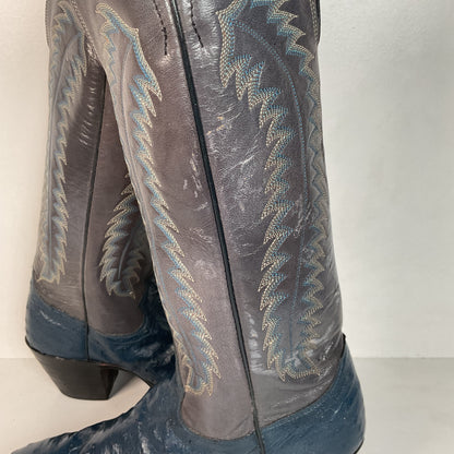 Vintage Justin Ostrich Quill Cowgirl Boots | USA Made | Royal Blue | Women’s 6.5 B