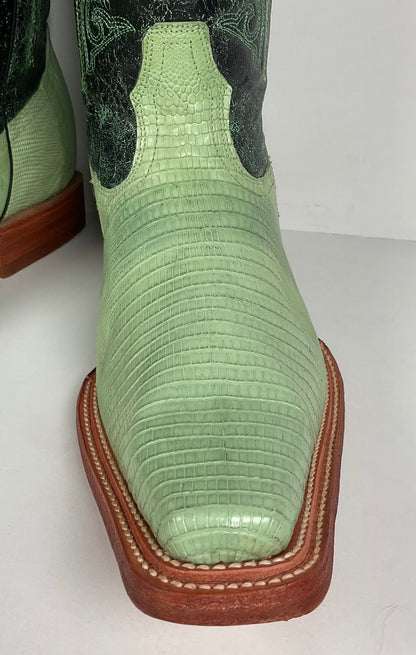 Los Altos Teju Lizard Cowboy Boots | Lime Green | Men’s 10.5 EE