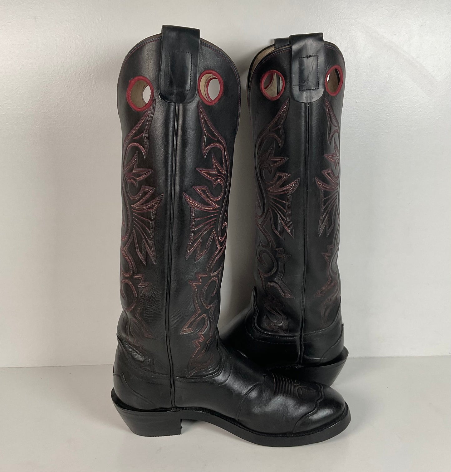 Olathe Tall Buckaroo Boots | Black | Thick Hide | USA Made | Men’s 9.5 D