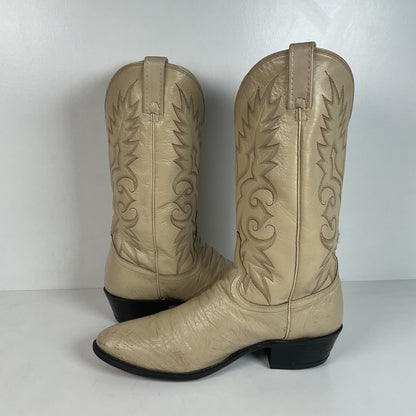 Vintage Dan Post Smooth Ostrich Cowboy Boots | Exotic | USA Made | 10.5 D