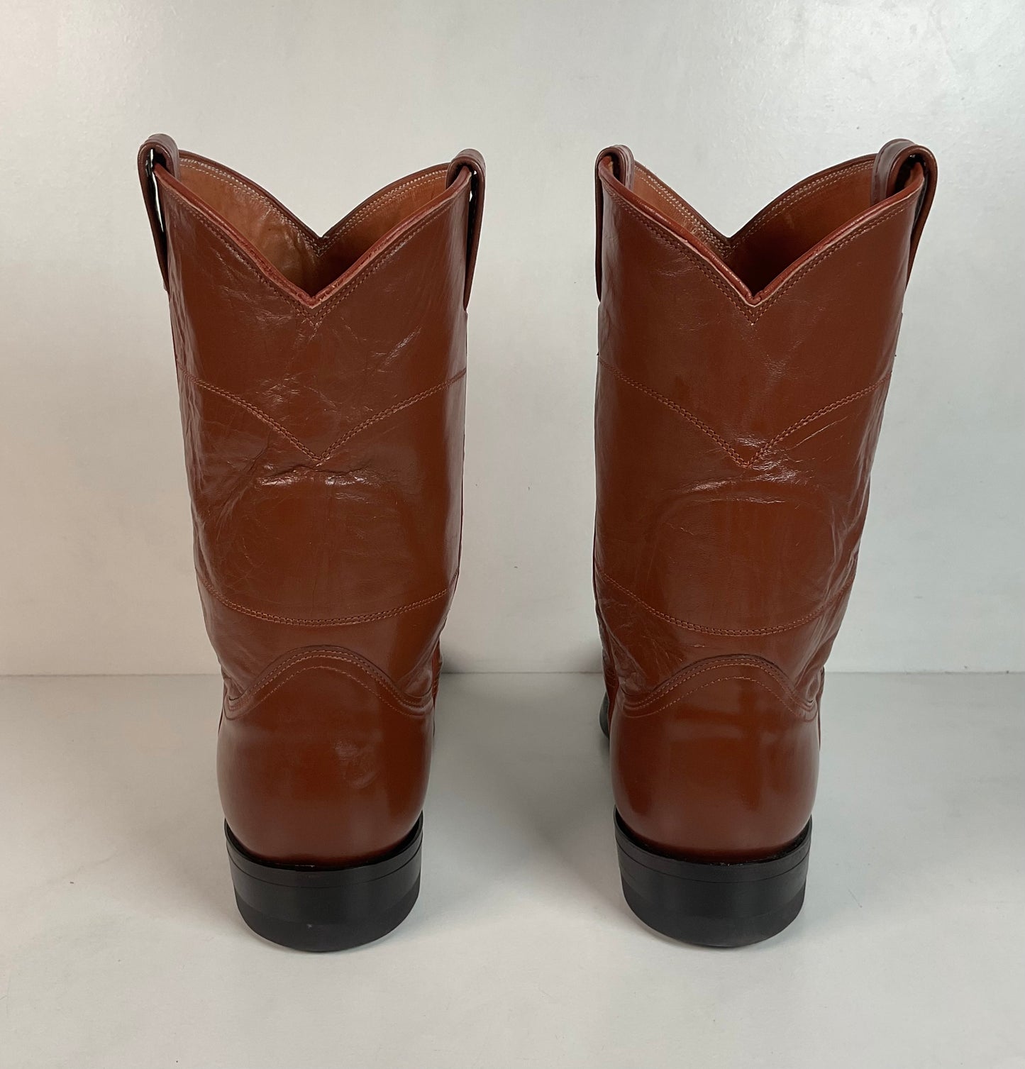 Vintage Nocona Brown Leather Roper Boots 8.5 E USA Made Western 60s 70s