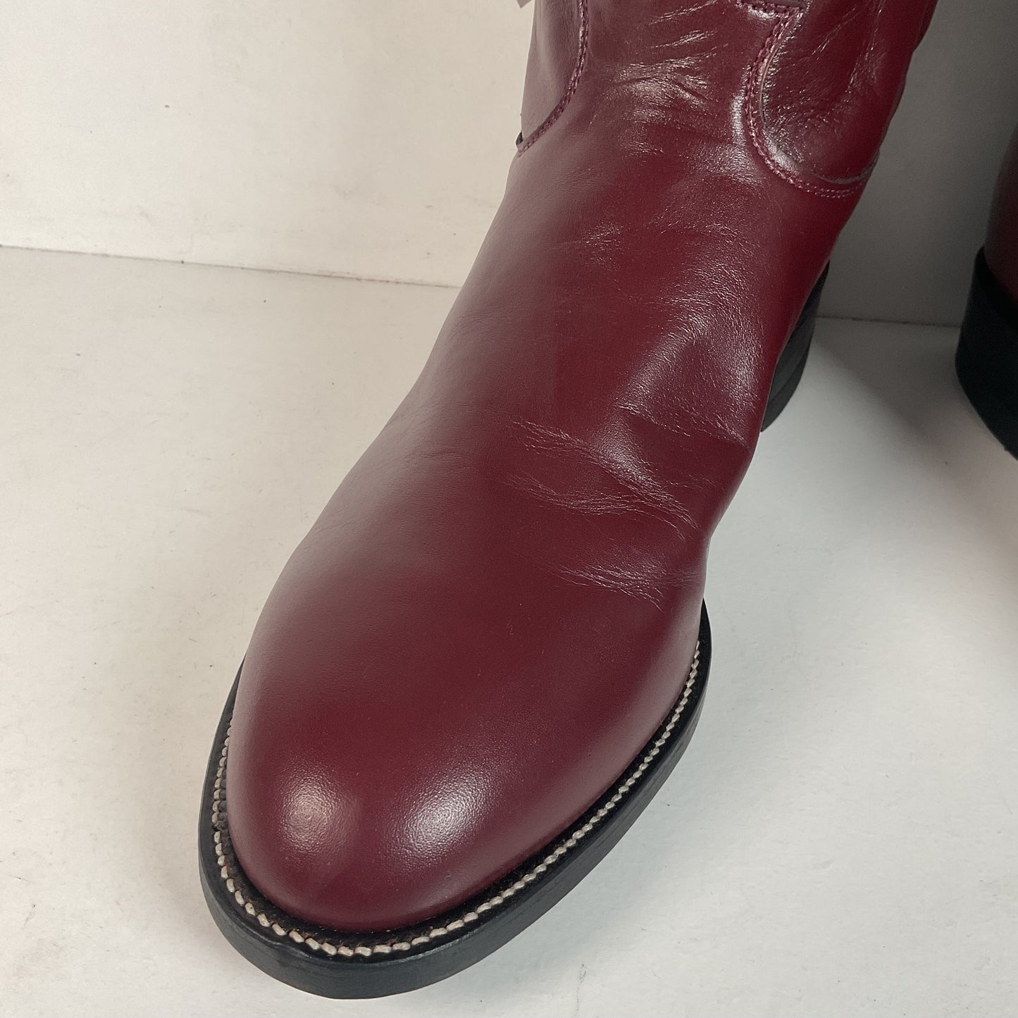 Justin Burgundy Calf Roper Boots 13 D USA Made