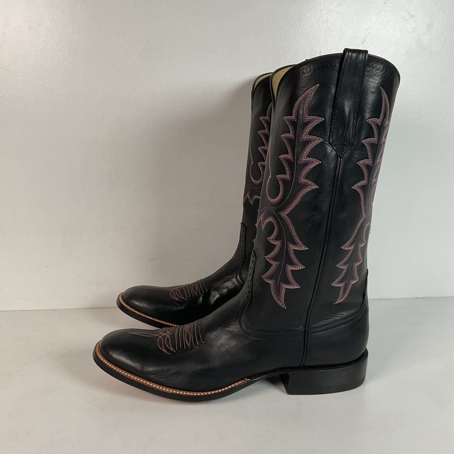 Rios of Mercedes Cowboy Boots Men’s 9.5 B (Narrow) Black Buffalo Calf