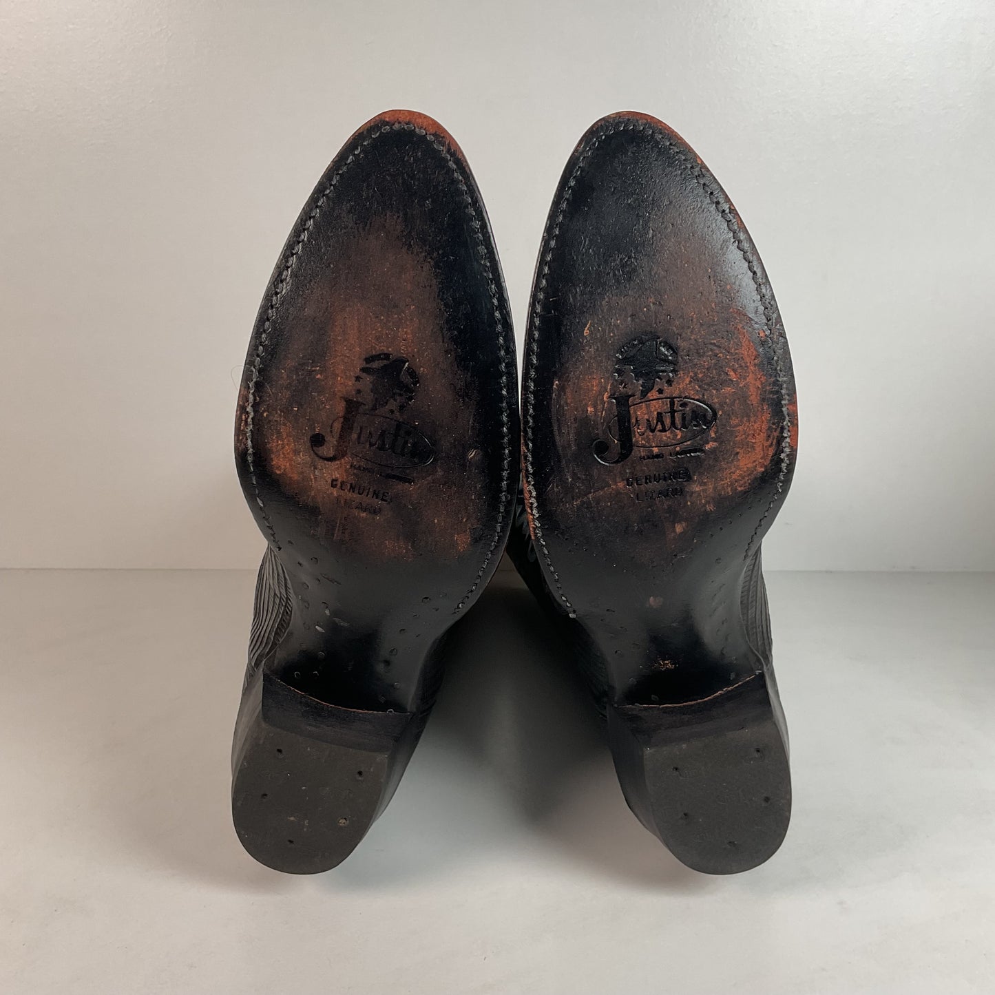 Vintage Justin Lizard Teju Cowboy Boots | USA Made | Black | Narrow | Men’s 12 B