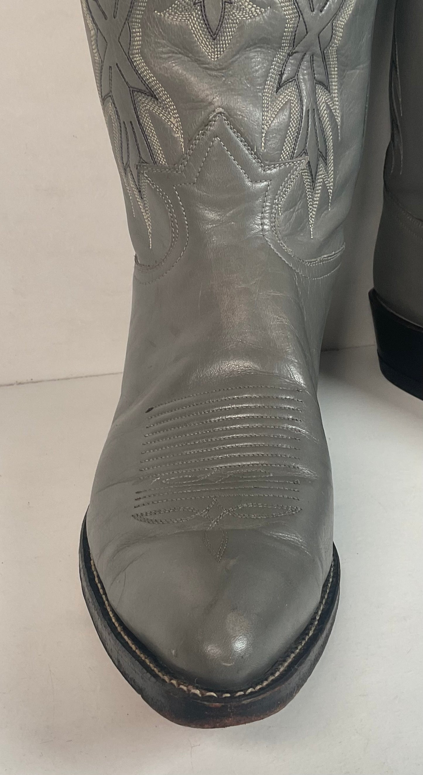 Vintage Grey Tony Lama Grey Cowboy Boots 11 D Gold Label USA Made