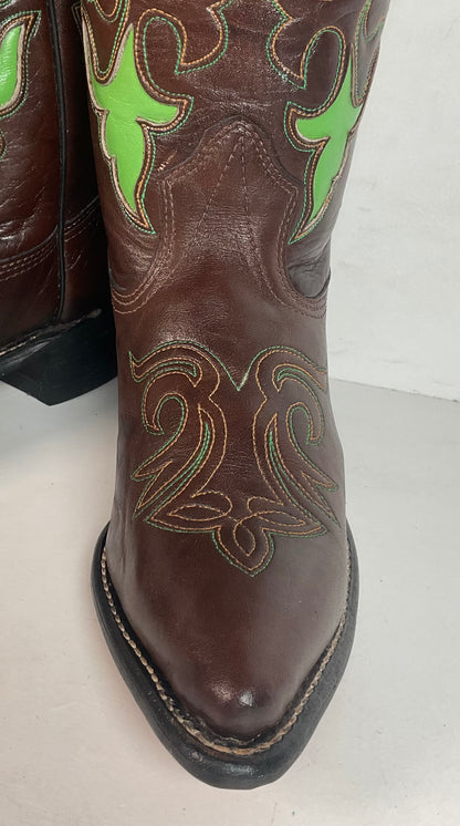 Vintage 1970s Texas Poppy Flower Cowgirl Boots 8 M USA Made