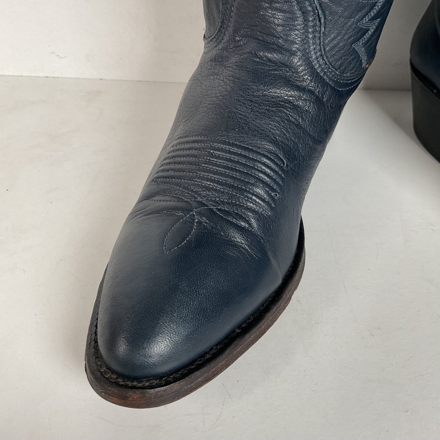 Vintage Nocona Deertan Cowboy Boots | USA Made | Blue | Men’s 6 B | Women’s 7