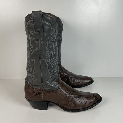 Vintage Justin Teju Lizard Cowboy Boots | Brogued | USA Made | Men’s 10.5 B