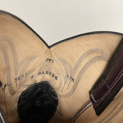 Vintage Larry Mahan Teju Lizard Cowgirl Boots | Purple | Women’s 7.5 B