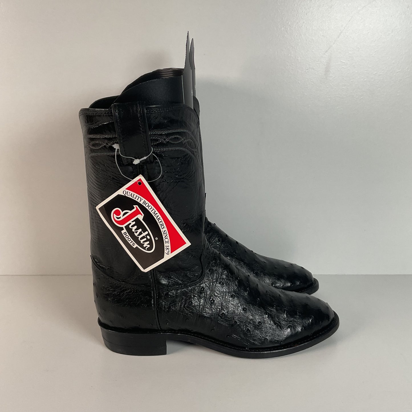 Justin Full Ostrich Quill Roper Boots | Exotic | USA Made | Men’s 8.5 D