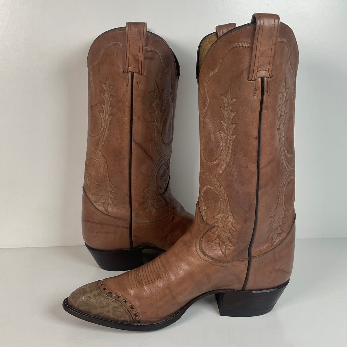 Vintage Tony Lama Elephant Wingtip Cowboy Boots | Gold Label | Exotic | Men’s 9 EE