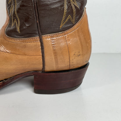Vintage Eel Skin Cowboy Boots | Exotic | Butterscotch | Narrow | Men’s 11.5 B