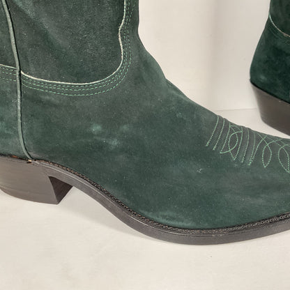 Vintage Nocona Wild Boar Cowboy Boots | Pig Skin Suede | Emerald Green | Men’s 11.5 E