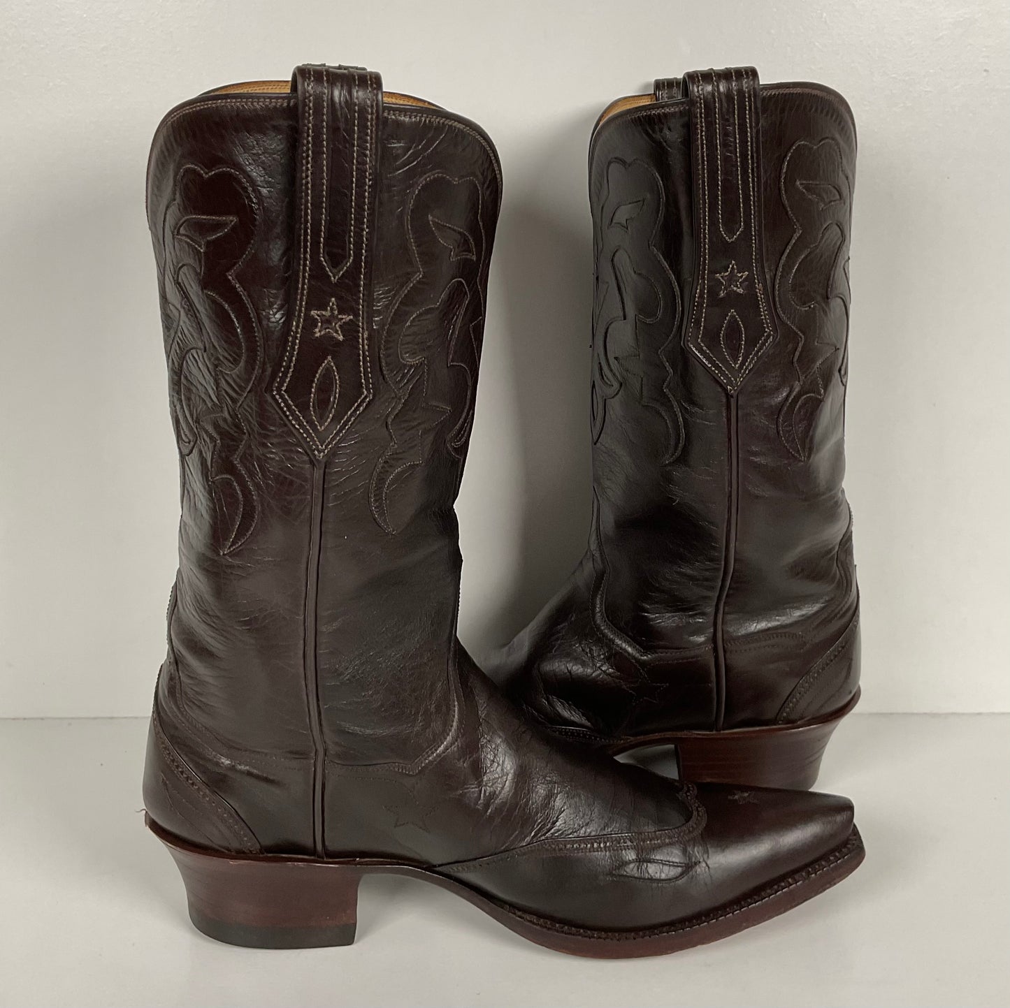 J.B. Hill for M.L. Leddy | Calfskin Cowgirl Boots | Dark Brown | Women’s 7 B