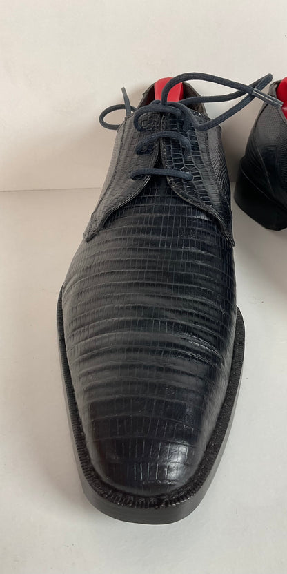 Mezlan Dark Blue Teju Lizard Derby Shoes 9 M Loafer Recraft