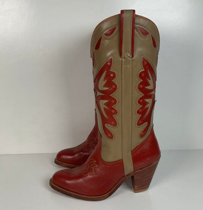 Vintage Capezio Butterfly Cowgirl Boots | Tooled Inlays | USA Made | Women’s 8 M