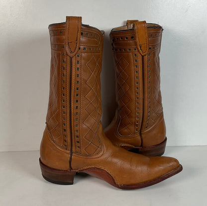 Vintage Patchwork Cowboy Boots | Quilted | 1960s-1970s | Men’s 10 E