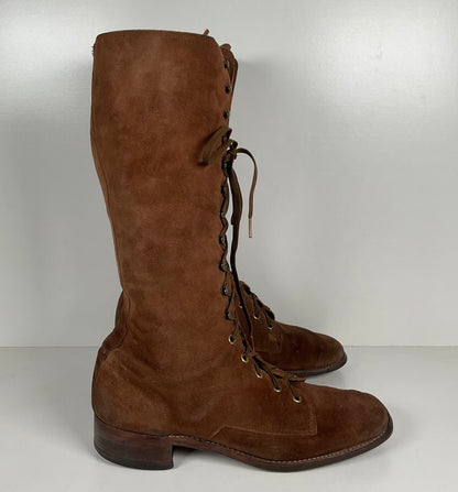 Vintage Tall Suede Lace Up Boots | USA Made | 1960s | Men’s 12 D