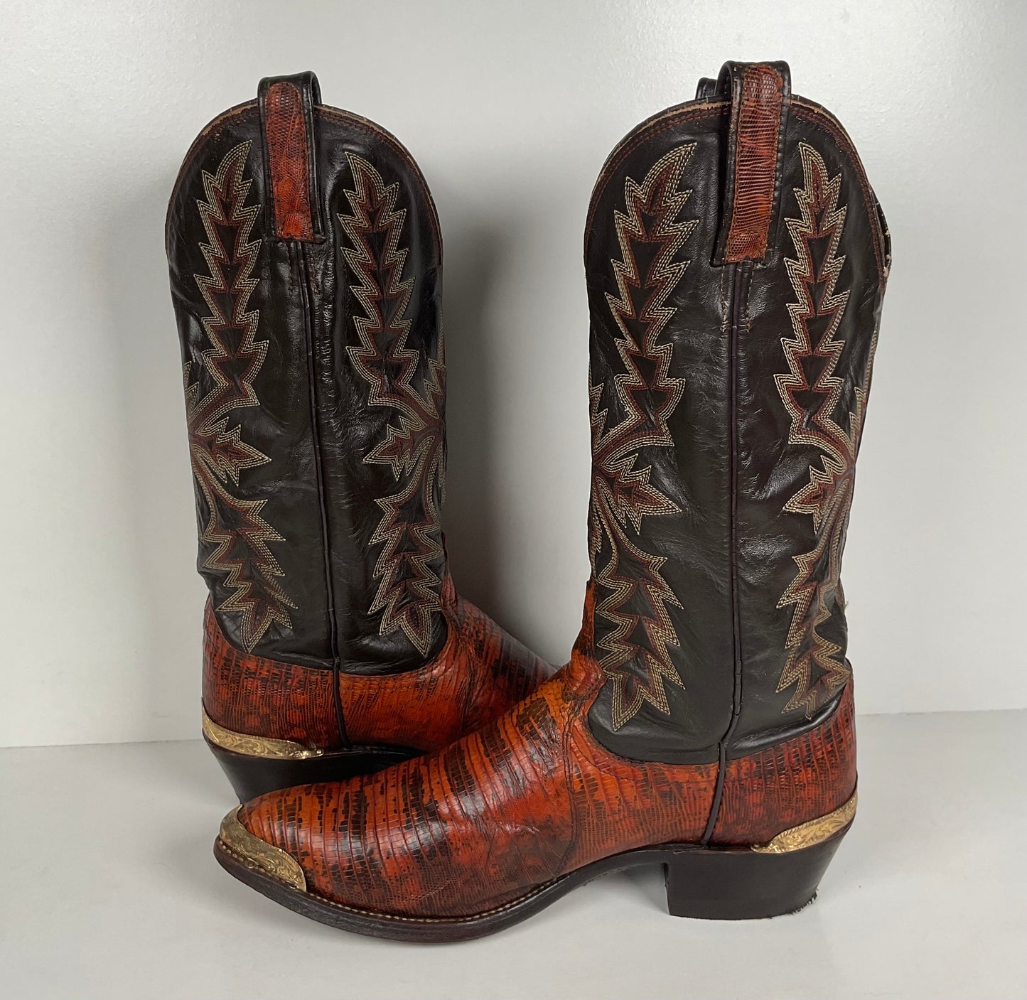 Vintage Dan Post Teju Lizard Cowboy Boots | Natural Cut | USA Made | Men’s 8.5 B