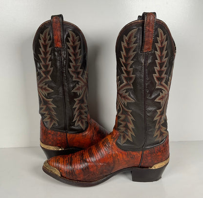 Vintage Dan Post Teju Lizard Cowboy Boots | Natural Cut | USA Made | Men’s 8.5 B