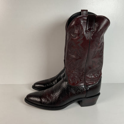 Vintage J. Chisholm Bullhide Cowboy Boots | USA Made | Black Cherry | Men’s 11 D
