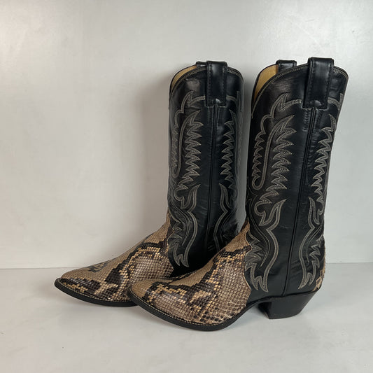 Justin Front Cut Python Snakeskin Cowboy Boots 8.5 D Triad USA Made
