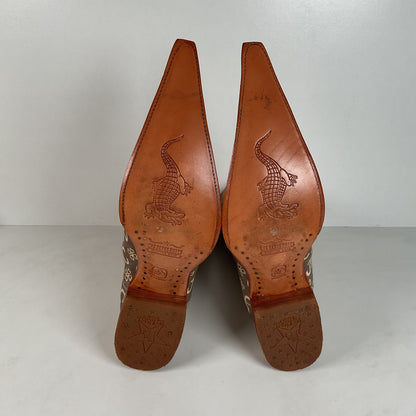 Los Altos Caiman Crocodile Boots | Exotic | Pointy Toe | Cream | Men’s 9 EE