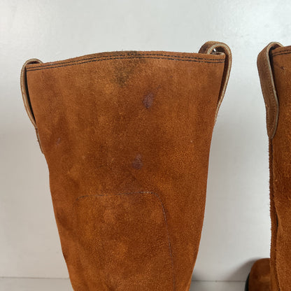 1970s Texas Suede Harness Boots 9 D USA Made Rough Out