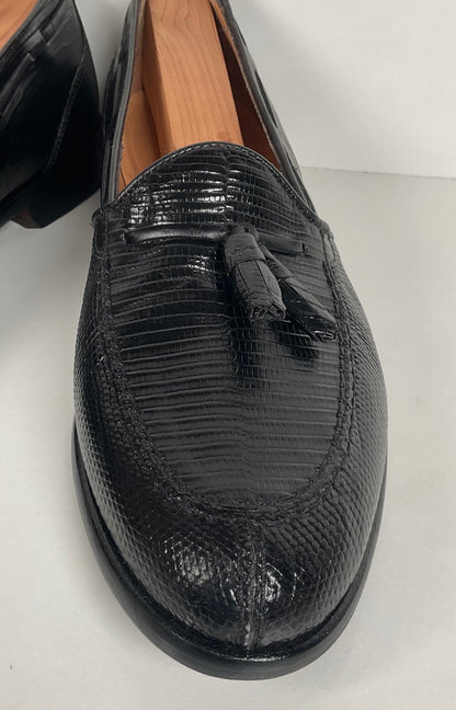 Zelli Italia | Teju Lizard Tassel Loafers | Black | Men’s 9 M