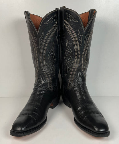Lucchese San Antonio Exotic Eel Cowboy Boots 9 B Vintage French Toe