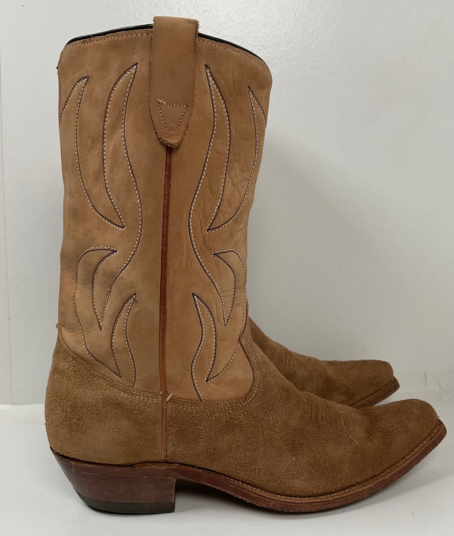 Vintage 1960s Rough Out Suede Cowboy Boots 10 D USA Made