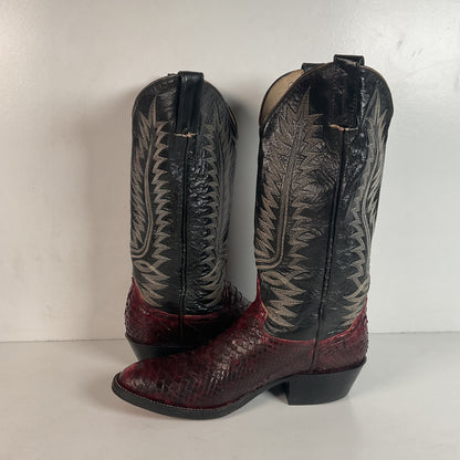 Python Snakeskin Cowboy Boots | Burgundy | Men’s 7 D | Women’s 8