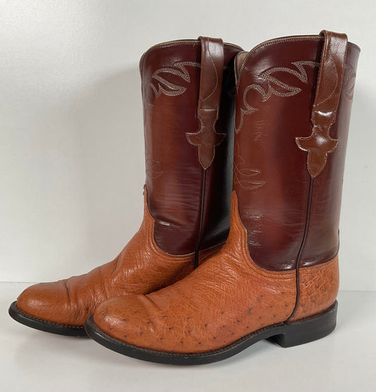 Vintage Lucchese Classics Handmade Smooth Ostrich Cowgirl Roper Boots 7 B 1990s