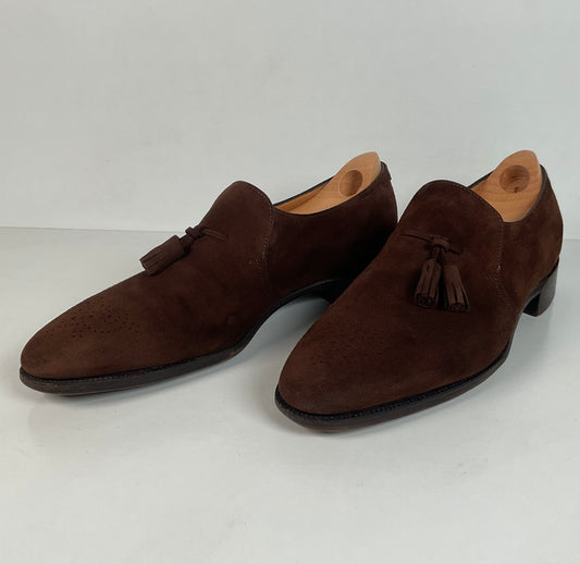 John Lobb Suede Tassel Loafers | Madison | UK 7.5 E | US 8.5 D