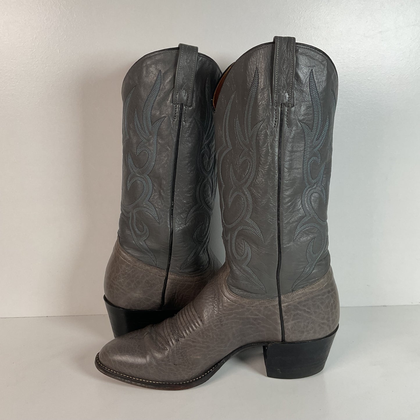 Vintage J. Chisholm Bullhide Cowboy Boots | Grey | USA Made | 10.5 D