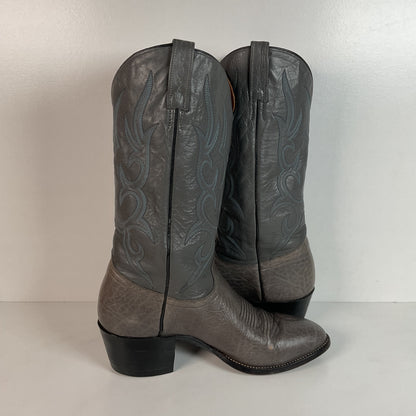 Vintage J. Chisholm Bullhide Cowboy Boots | Grey | USA Made | 10.5 D