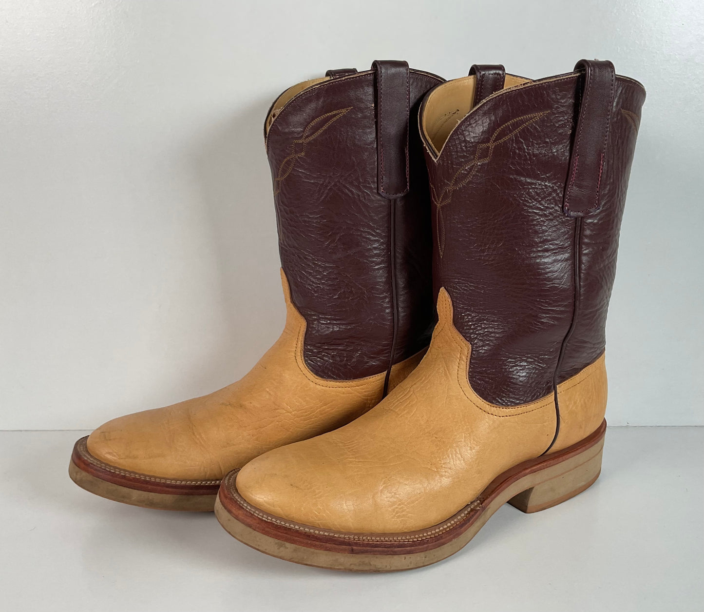 Anderson Bean Western Roper Boots 9.5 D Crepe Sole Bull Shoulder