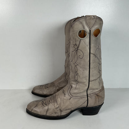 Vintage Justin Marbled Cowboy Boots | USA Made | Punchy | Grey | Men’s 9 D