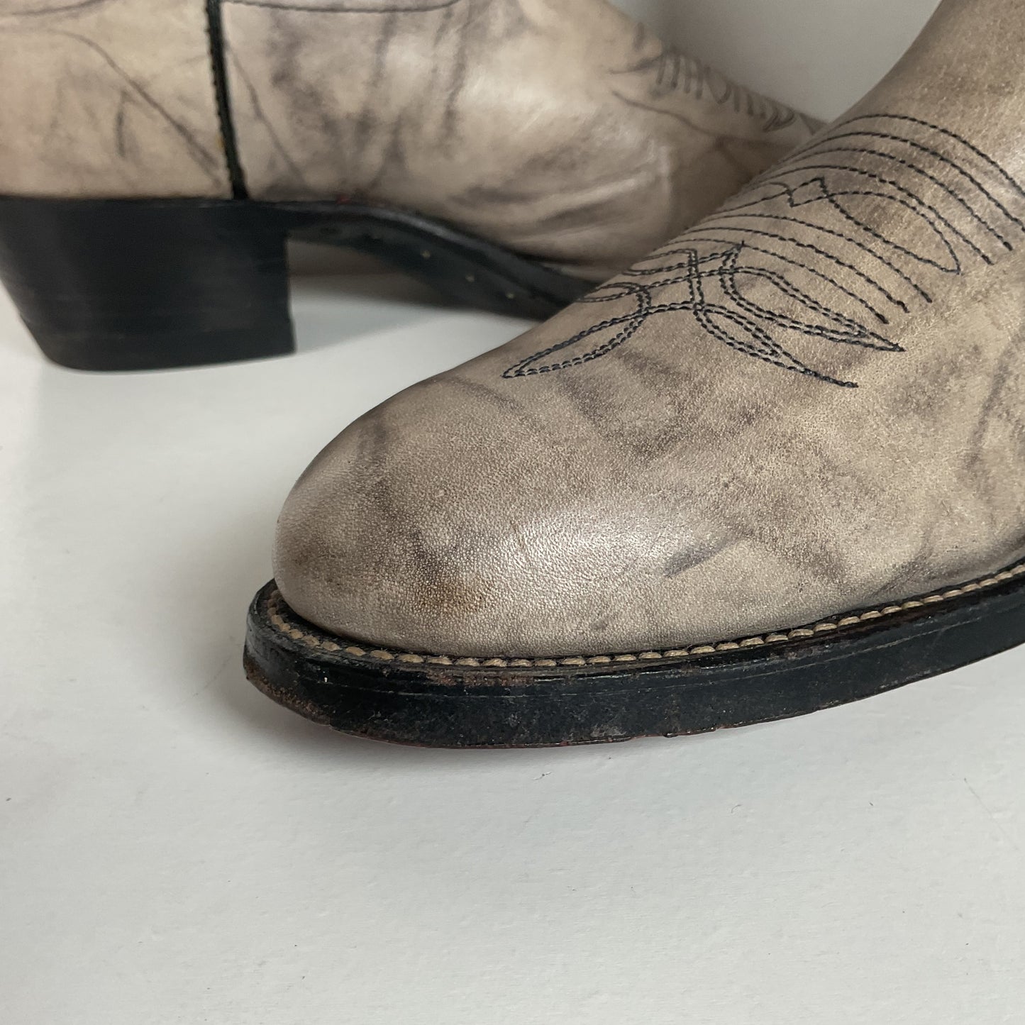 Vintage Justin Marbled Cowboy Boots | USA Made | Punchy | Grey | Men’s 9 D