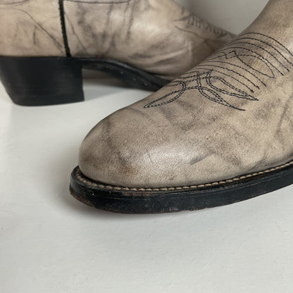 Vintage Justin Marbled Cowboy Boots | USA Made | Punchy | Grey | Men’s 9 D