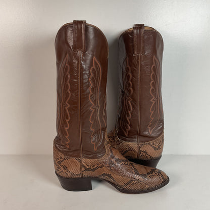 Vintage Tony Lama Python Snakeskin Cowboy Boots | USA Made | Gold Label | 10.5 D