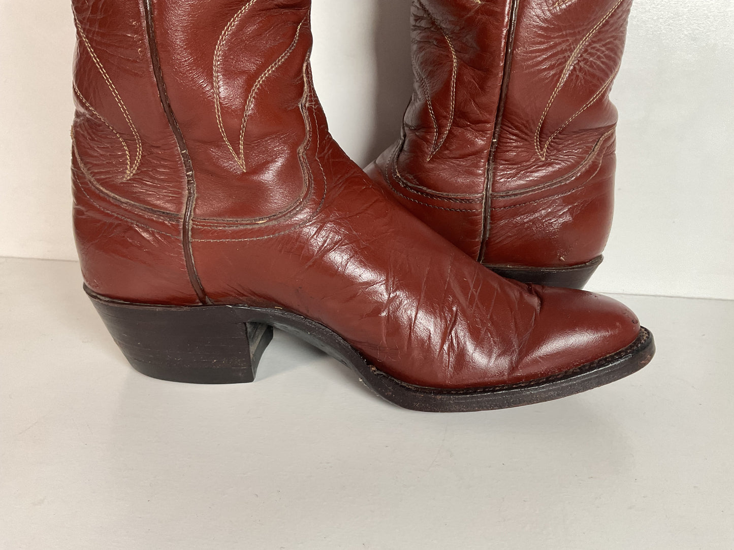 Vintage Justin 18” Butterfly Cowgirl Boots 5.5 C Snakeskin Inlay 70s