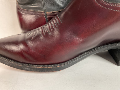 Vintage Dan Post Black Cherry Cowboy Boots — Tooled Inlay — 11 D