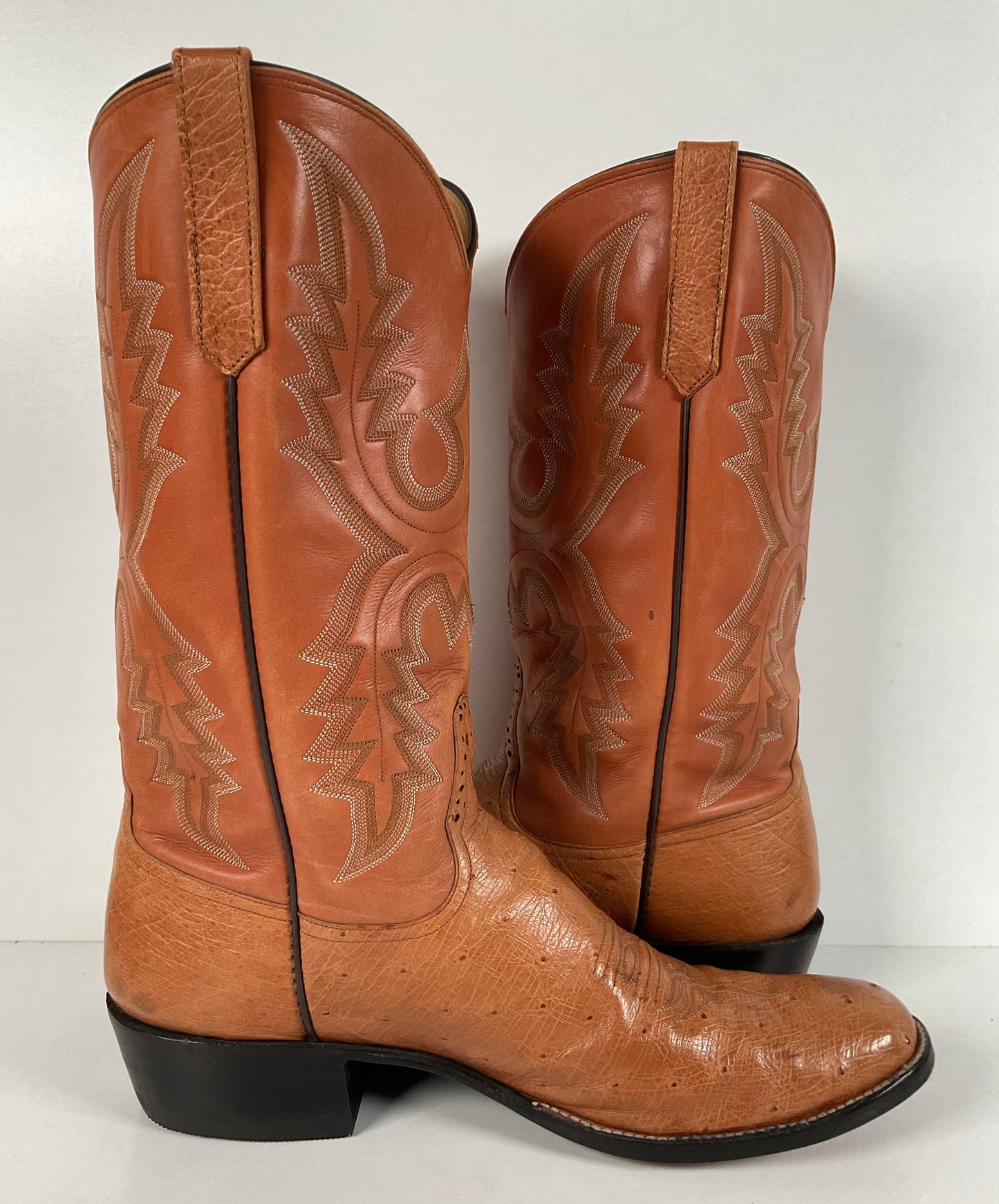 Rios Of Mercedes Smooth Ostrich Cowboy Boots 13 B Exotic USA Made