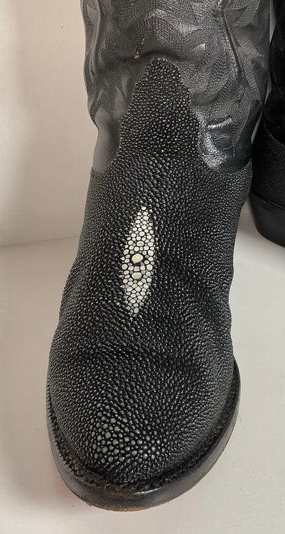 Nocona Exotic Stingray Cowboy Boots 9 D USA Black