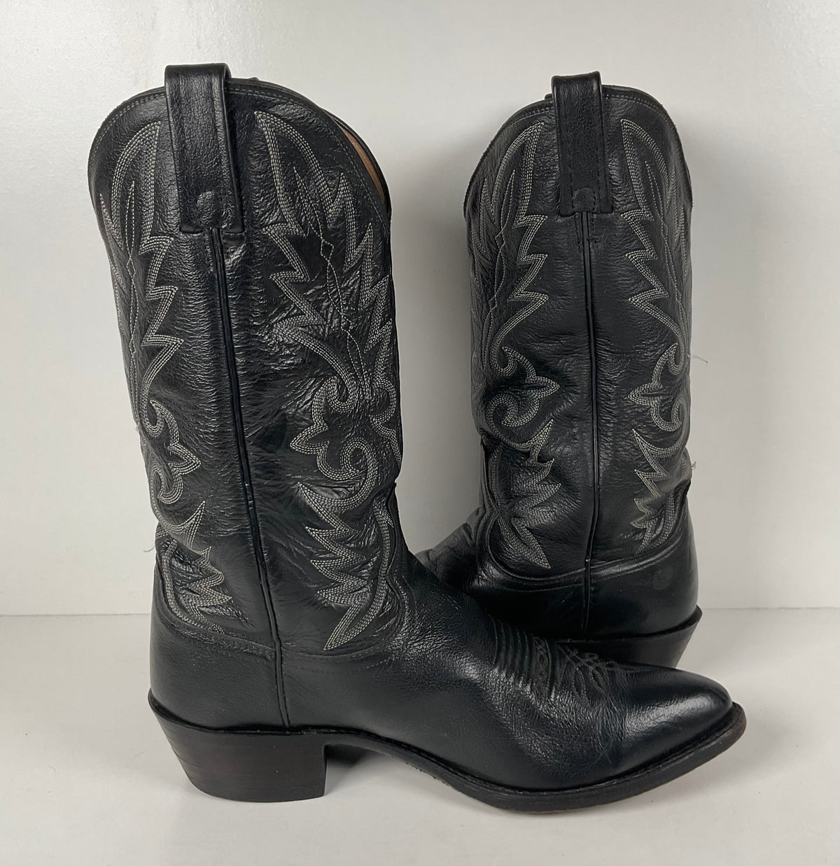 Vintage Dan Post Buck Skin Cowboy Boots | Classic Black | Men’s 10 D