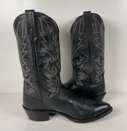 Vintage Dan Post Buck Skin Cowboy Boots | Classic Black | Men’s 10 D