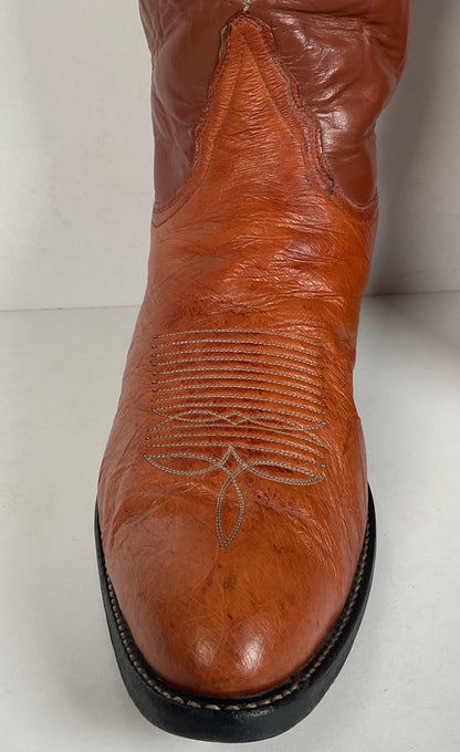 Vintage Tony Lama Smooth Ostrich Cowboy Boots | 1970s | Gold Label | Men’s 12 B