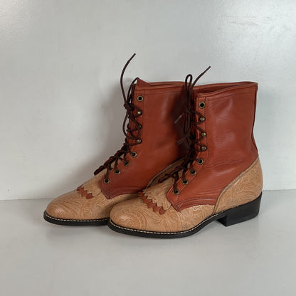 Vintage Laredo Women’s Kiltie Packer Boots 8 M Granny Tooled
